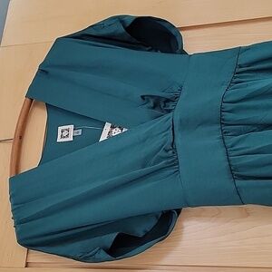 Anne Klein Forest Deep Green Satin Dress Size 8 Wedding Guest Cocktail Party
